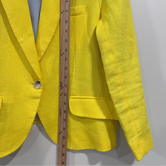 Cremieux Women’s Yellow 100% Linen One Button Lined Jacket Size L - Picture 9 of 9